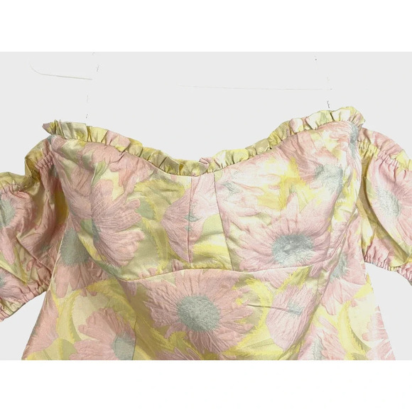 Lulu’s Banquet Invitation Yellow Floral Jacquard Off-the-Shoulder Dress … - Picture 5 of 7